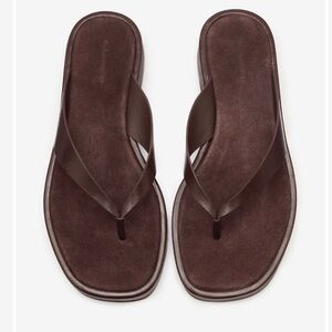 Reformation Eden platform Brown Leather Flip Flops 7.5